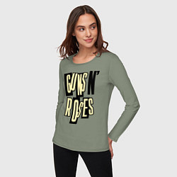 Лонгслив хлопковый женский Guns n Roses: cream, цвет: авокадо — фото 2