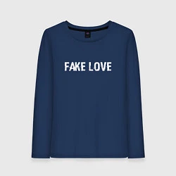 Лонгслив хлопковый женский FAKE LOVE, цвет: тёмно-синий