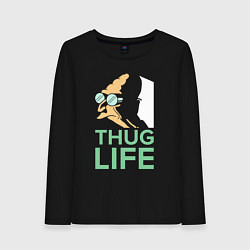 Лонгслив хлопковый женский Zoidberg: Thug Life, цвет: черный