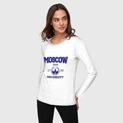 Лонгслив хлопковый женский MGU Moscow University, цвет: белый — фото 2