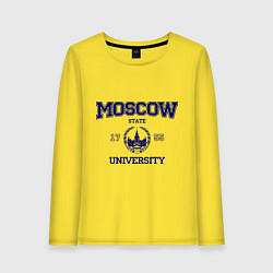 Лонгслив хлопковый женский MGU Moscow University, цвет: желтый