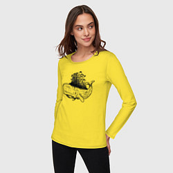 Лонгслив хлопковый женский Whale forest, цвет: желтый — фото 2