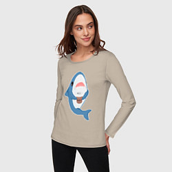 Лонгслив хлопковый женский Hype Shark, цвет: миндальный — фото 2