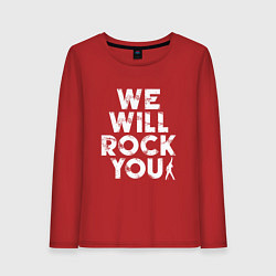 Лонгслив хлопковый женский We Wil Rock You, цвет: красный