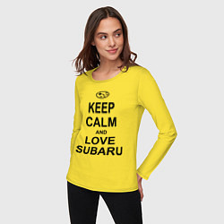 Лонгслив хлопковый женский Keep Calm & Love Subaru, цвет: желтый — фото 2