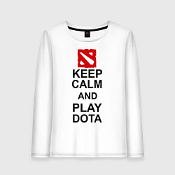 Лонгслив хлопковый женский Keep Calm & Play Dota, цвет: белый