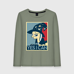 Лонгслив хлопковый женский MLP: Yes I Can, цвет: авокадо