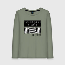 Лонгслив хлопковый женский TOP: Geometry, цвет: авокадо