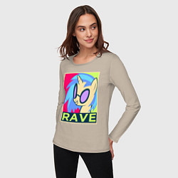 Лонгслив хлопковый женский DJ Pon-3 RAVE, цвет: миндальный — фото 2