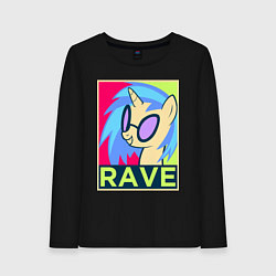 Лонгслив хлопковый женский DJ Pon-3 RAVE, цвет: черный