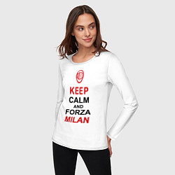 Лонгслив хлопковый женский Keep Calm & Forza Milan, цвет: белый — фото 2