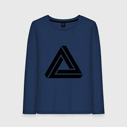 Лонгслив хлопковый женский Triangle Visual Illusion, цвет: тёмно-синий