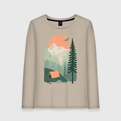 Лонгслив хлопковый женский Wood Adventure, цвет: миндальный