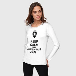 Лонгслив хлопковый женский Keep Calm & Juventus fan, цвет: белый — фото 2