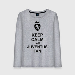 Лонгслив хлопковый женский Keep Calm & Juventus fan цвета меланж — фото 1