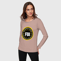 Лонгслив хлопковый женский FBI Departament, цвет: пыльно-розовый — фото 2