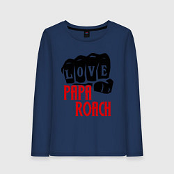 Лонгслив хлопковый женский Love Papa Roach, цвет: тёмно-синий