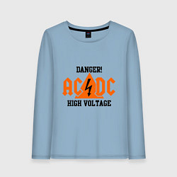 Лонгслив хлопковый женский AC/DC: High Voltage цвета мягкое небо — фото 1