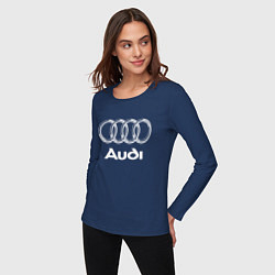 Лонгслив хлопковый женский AUDI, цвет: тёмно-синий — фото 2