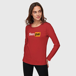 Лонгслив хлопковый женский Senpai: Pornhub Style, цвет: красный — фото 2