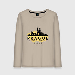 Лонгслив хлопковый женский Прага - Чехия, цвет: миндальный