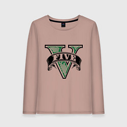 Лонгслив хлопковый женский GTA V: Logo, цвет: пыльно-розовый