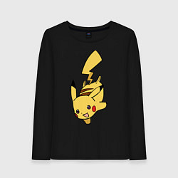 Лонгслив хлопковый женский Радостный Пикачуха, цвет: черный