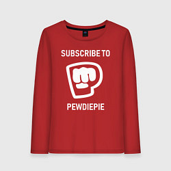 Лонгслив хлопковый женский Subscribe to PewDiePie, цвет: красный