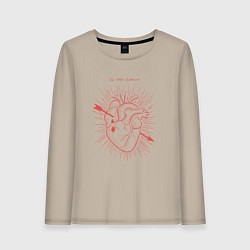 Лонгслив хлопковый женский Ты меня пленила, цвет: миндальный