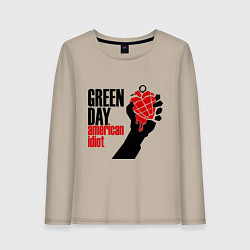 Лонгслив хлопковый женский Green Day: American idiot, цвет: миндальный