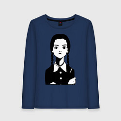 Лонгслив хлопковый женский Wednesday Addams, цвет: тёмно-синий