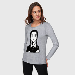 Лонгслив хлопковый женский Wednesday Addams, цвет: меланж — фото 2