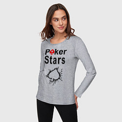 Лонгслив хлопковый женский Poker Stars, цвет: меланж — фото 2