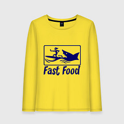 Лонгслив хлопковый женский Shark fast food, цвет: желтый