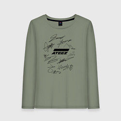 Лонгслив хлопковый женский Ateez автографы, цвет: авокадо