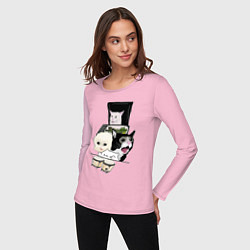 Лонгслив хлопковый женский Woman yelling at cat, цвет: светло-розовый — фото 2