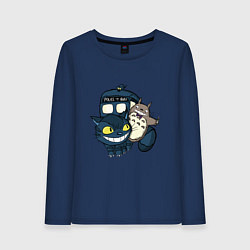 Лонгслив хлопковый женский Tardis Totoro, цвет: тёмно-синий