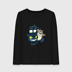 Лонгслив хлопковый женский Tardis Totoro, цвет: черный