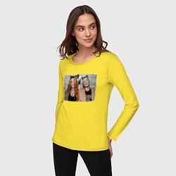 Лонгслив хлопковый женский Группа Кис-Кис, цвет: желтый — фото 2