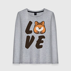 Лонгслив хлопковый женский Love Corgi, цвет: меланж
