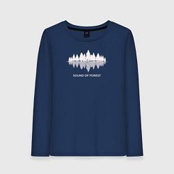 Лонгслив хлопковый женский Лес, цвет: тёмно-синий