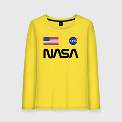 Лонгслив хлопковый женский NASA НАСА, цвет: желтый