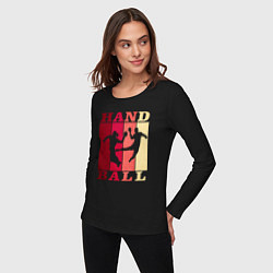 Лонгслив хлопковый женский Handball, цвет: черный — фото 2
