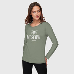 Лонгслив хлопковый женский Москва Born in Russia, цвет: авокадо — фото 2