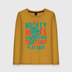 Лонгслив хлопковый женский Hockey, цвет: горчичный