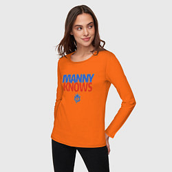 Лонгслив хлопковый женский Manny Knows, цвет: оранжевый — фото 2