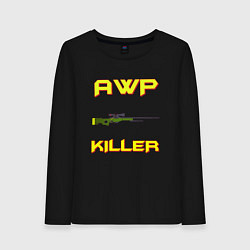 Лонгслив хлопковый женский AWP killer 2, цвет: черный