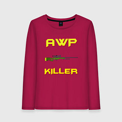 Лонгслив хлопковый женский AWP killer 2, цвет: маджента