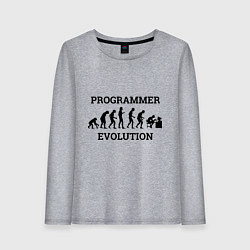 Лонгслив хлопковый женский Эволюция программиста, цвет: меланж