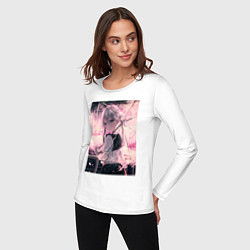 Лонгслив хлопковый женский Girl in rain, цвет: белый — фото 2
